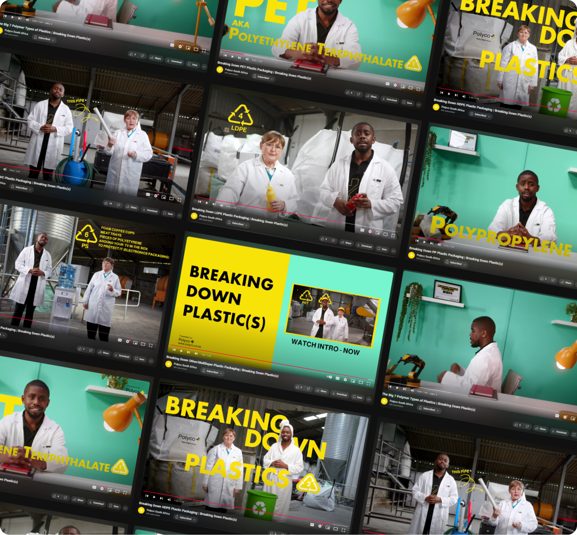 Multiple video stills from the campaign, highlighting various creative executions and key moments.