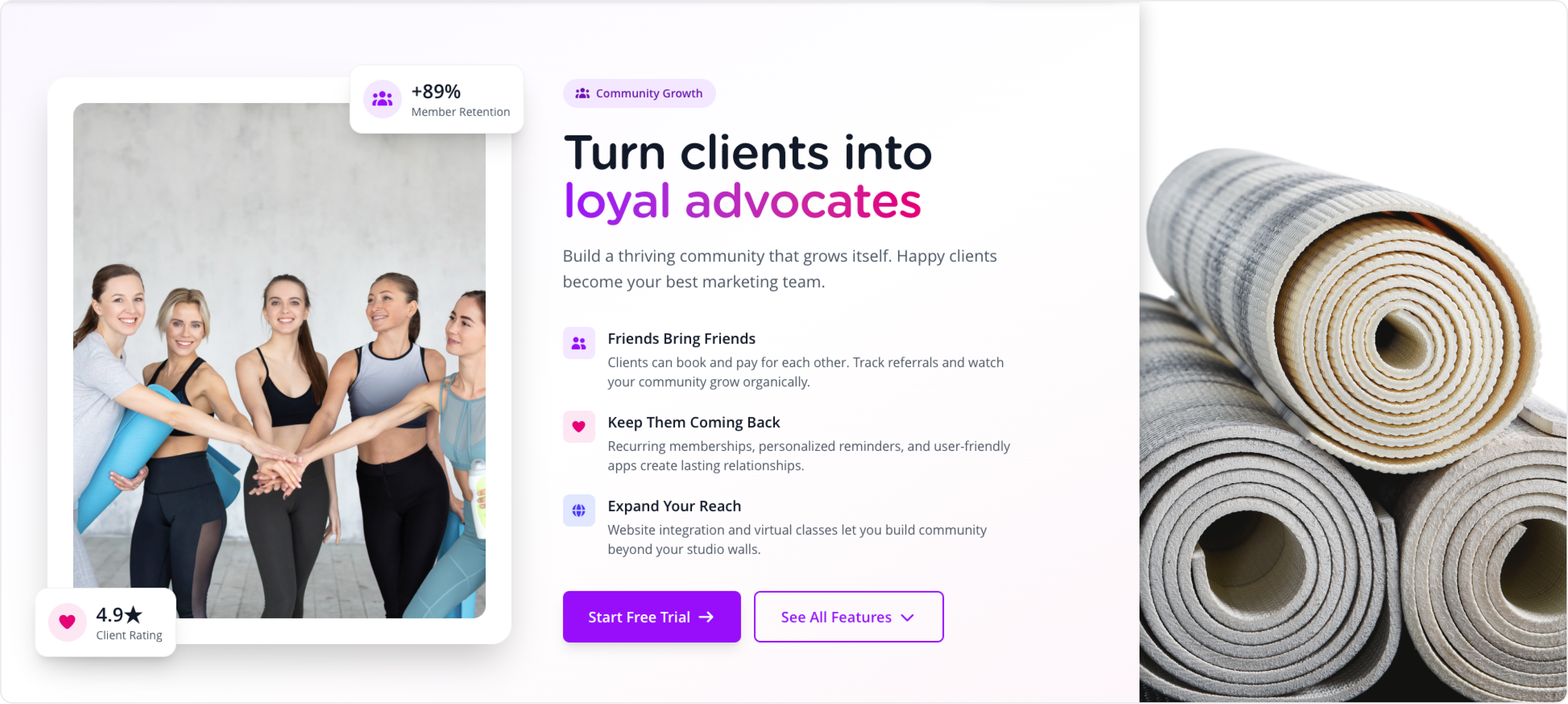 Custom booking system interface displaying the CRM program to build loyal clients