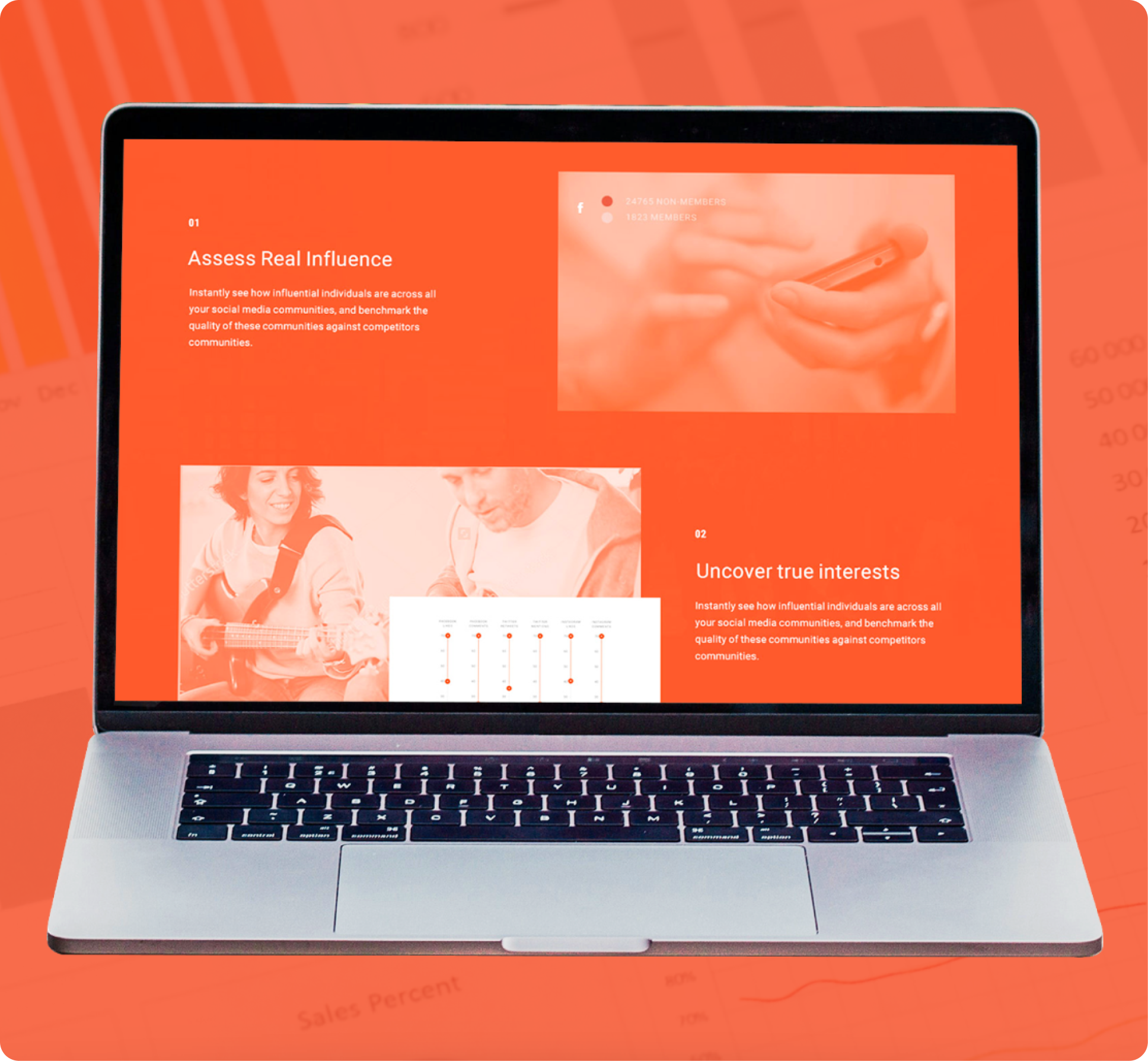 Screenshot of a SaaS product designed to help marketers analyze and engage audiences.