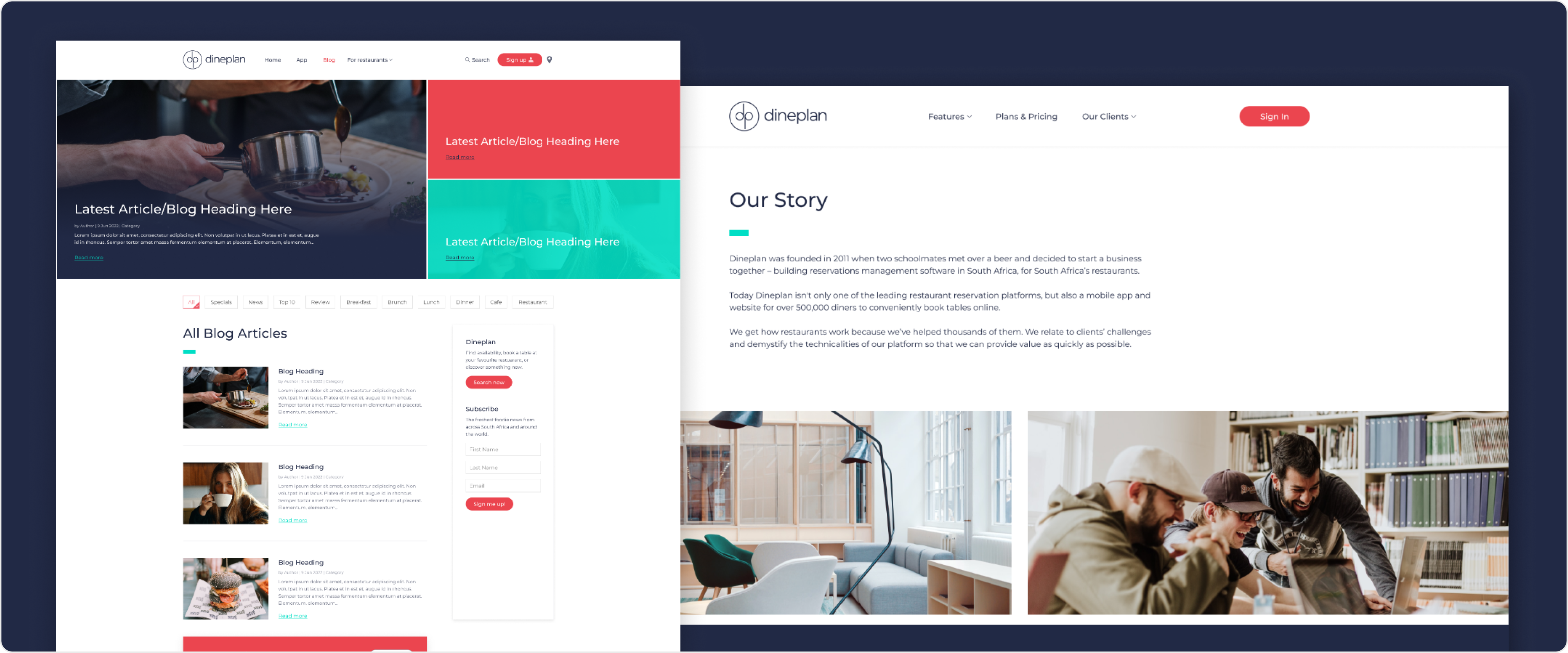 Screenshot of the website homepage showing layout, navigation, and key content sections.