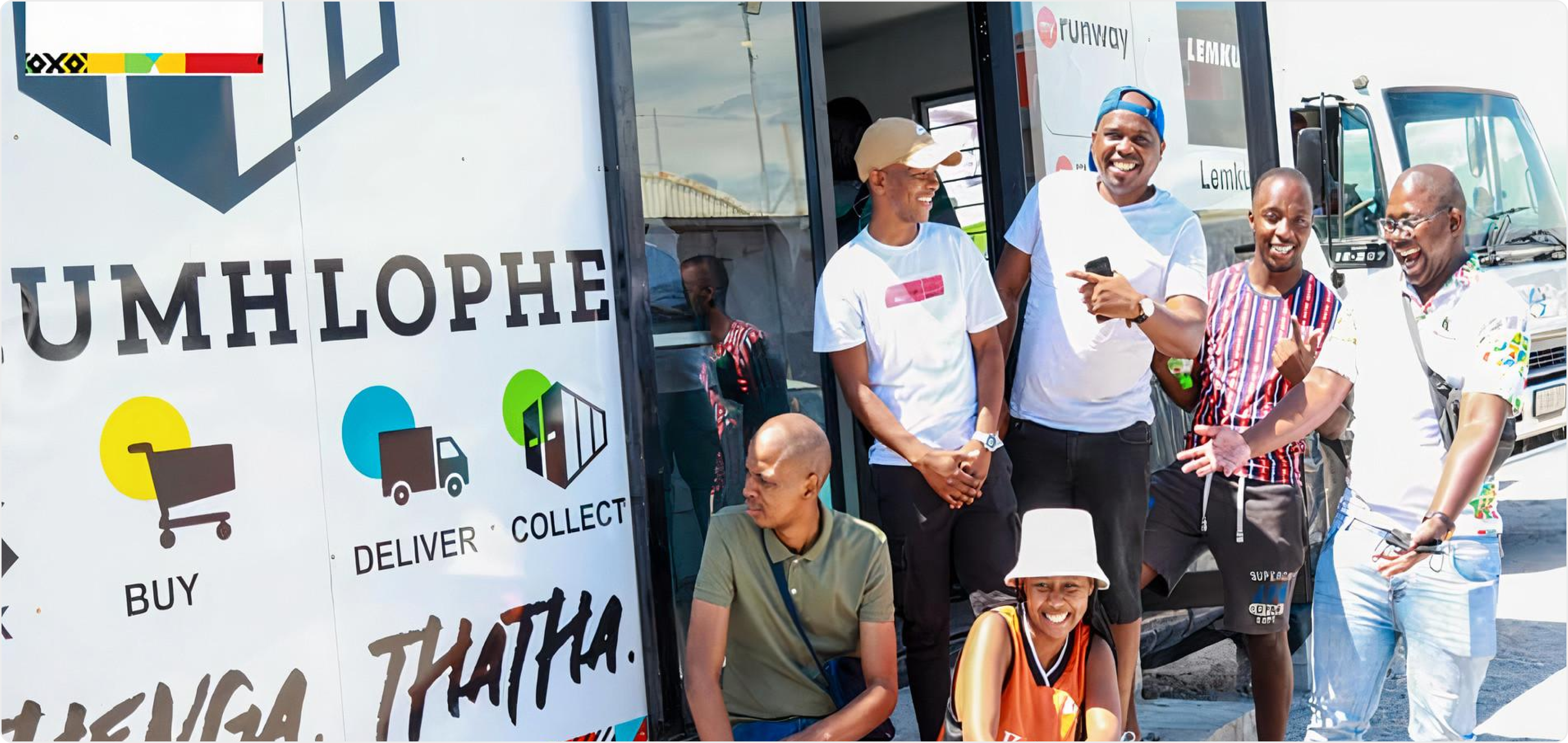 The Okumhlophe team celebrating at their first drop off point.