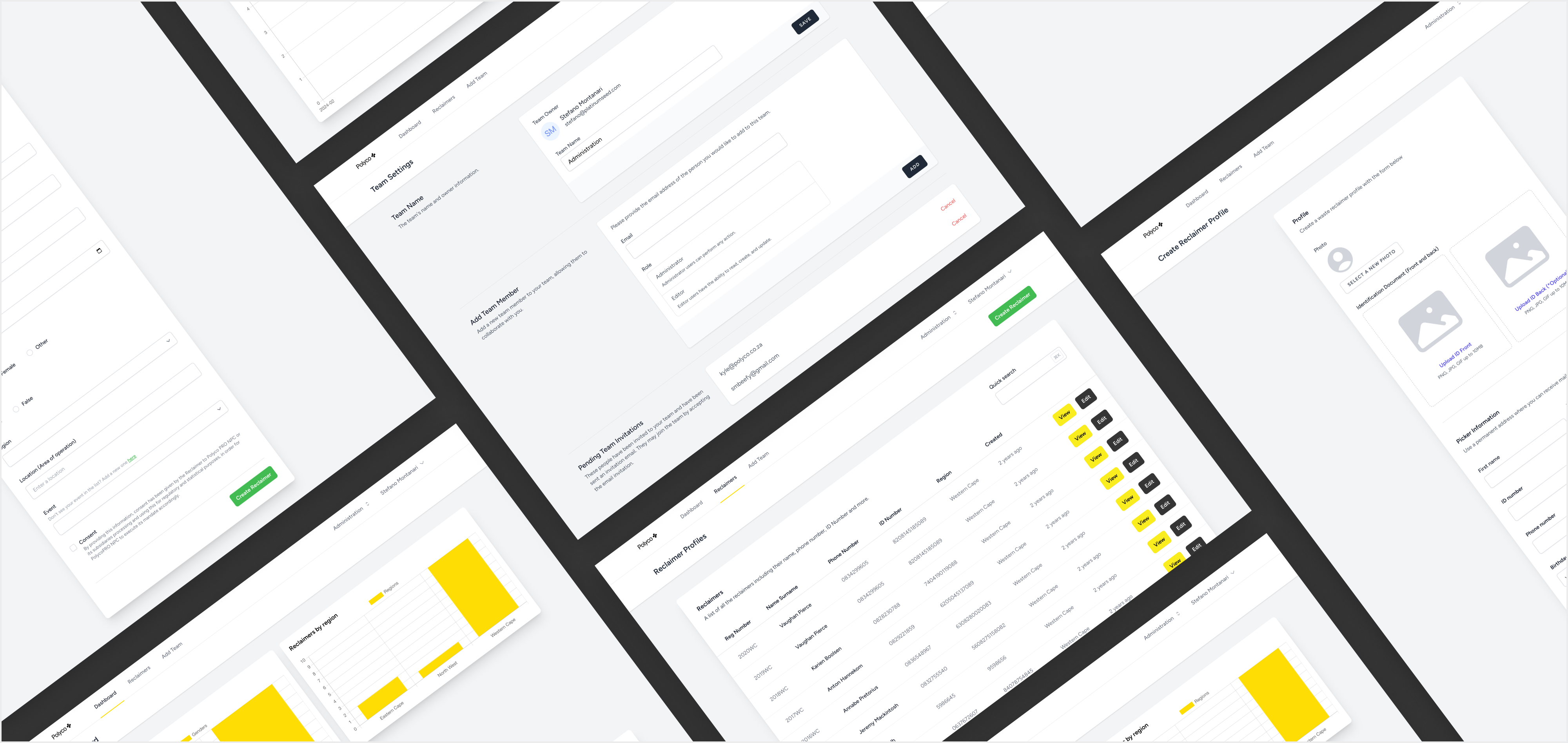 Custom web application designed by Platinum Seed featuring interactive dashboards, user profiles, and data input fields for streamlined data collection.