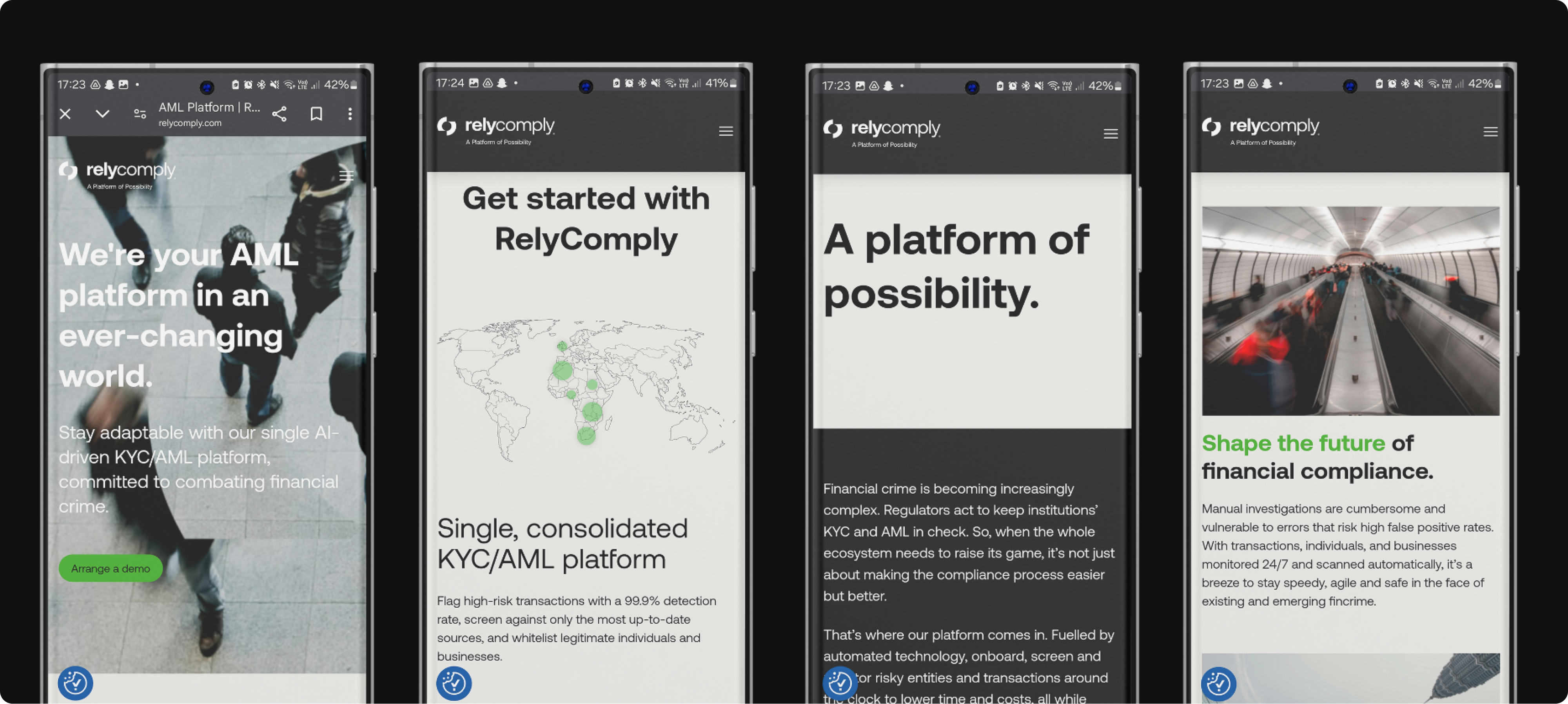 Multiple mobile screengrabs highlighting the website’s user experience, usability, and content layout.