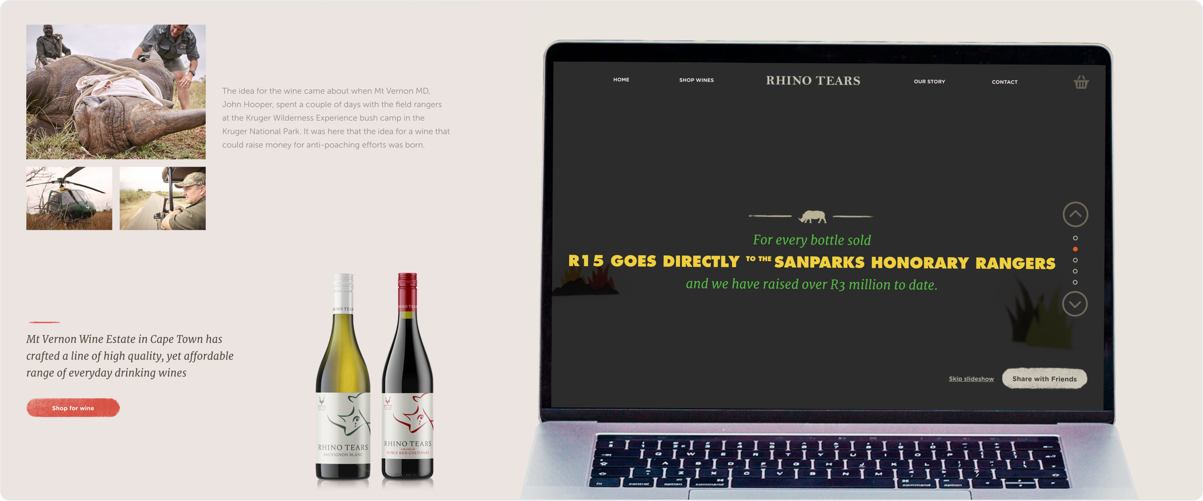Screenshot of the Rhino Tears ecommerce website showing product listings, user interface, and shopping experience.
