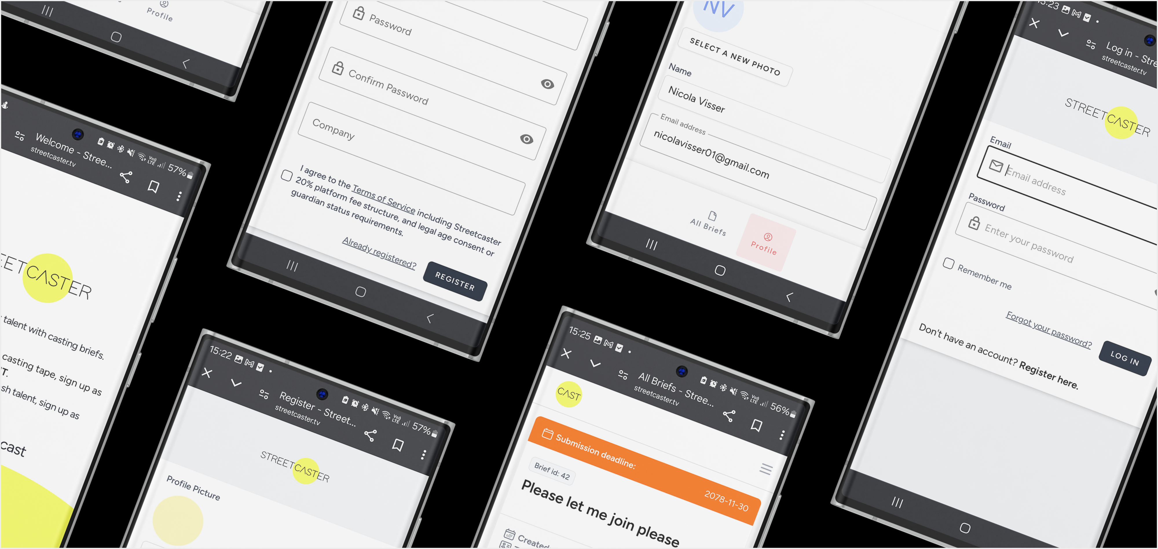 Product Designs showing the structural layout, content hierarchy, and primary user journeys defined during the UI design phase.