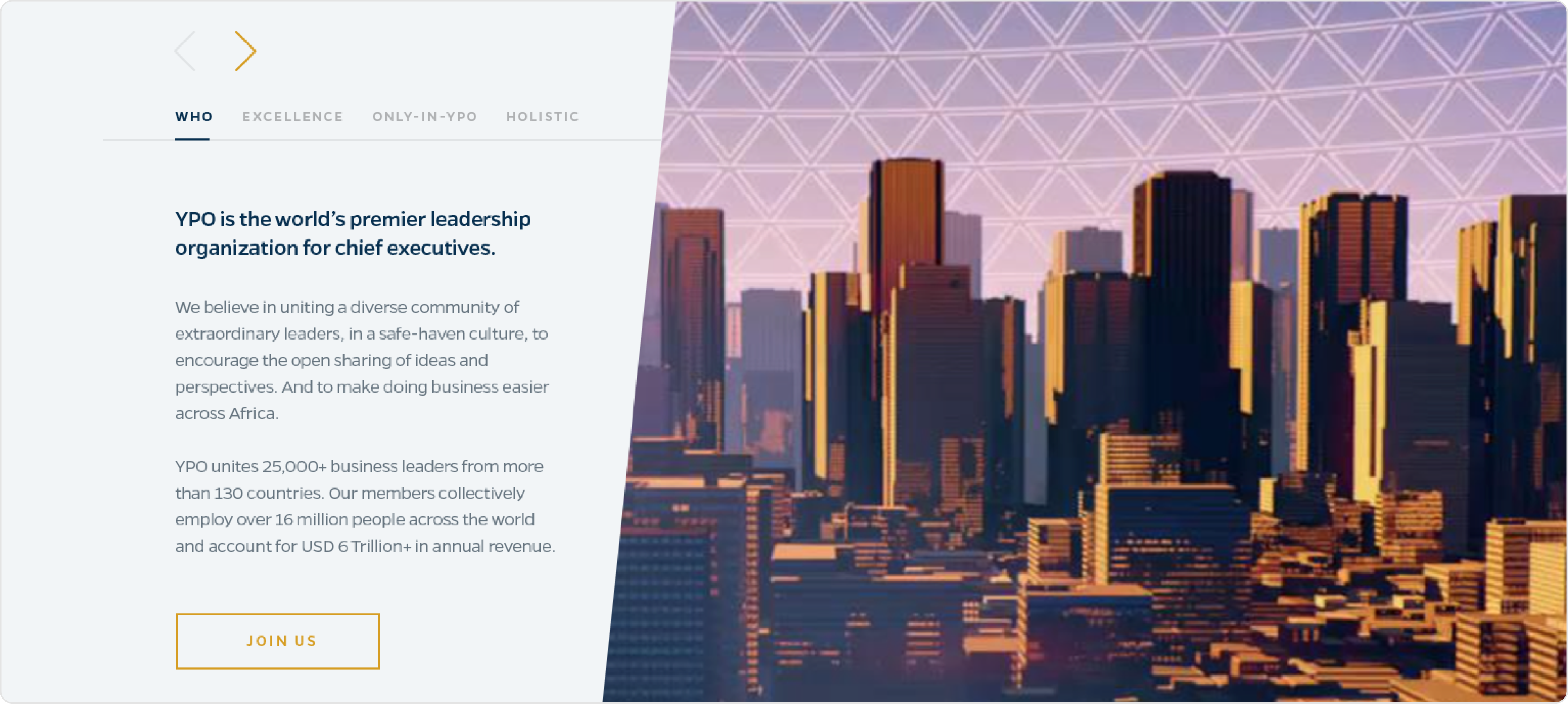 Marketing microsite screenshot for a leadership development initiative.