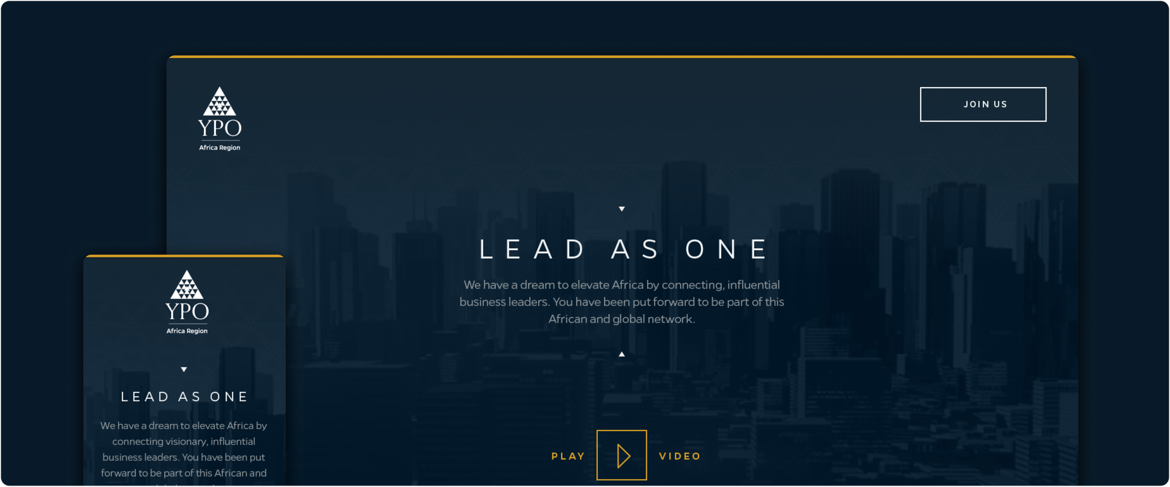 Microsite interface highlighting content, user experience, and features aimed at leadership development.
