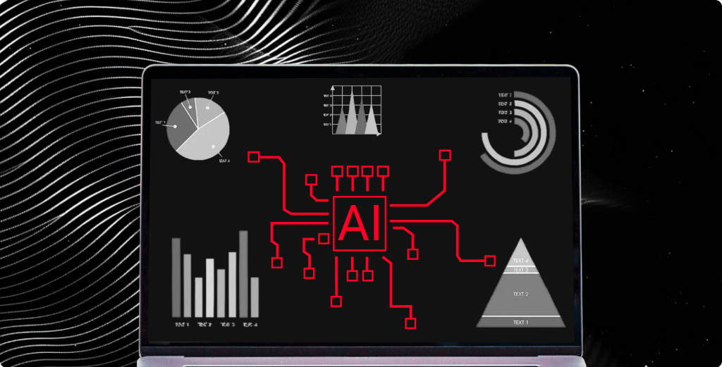 A visual representation of data and various AI dat models.